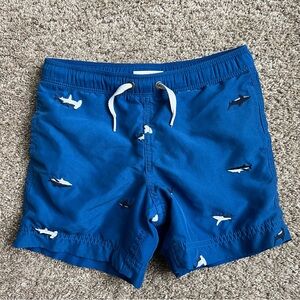 🆕 Hanna Andersson blue shark embroidered swim trunks size 100 cm